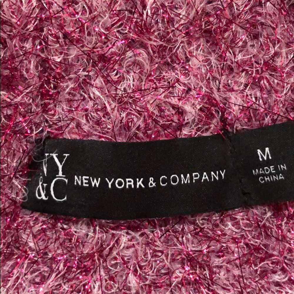 New York & Co. Pink Fuzzy Sparkle Sweater Sz M - Picture 9 of 13